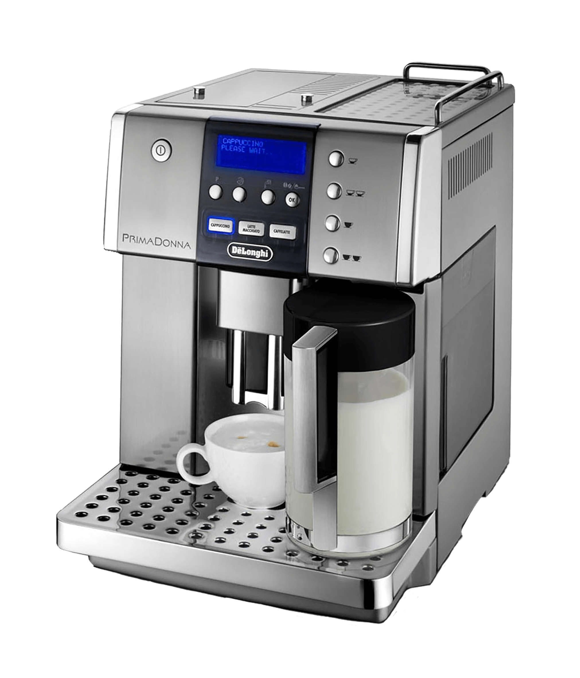Stainless Steel Automatic Coffee Machine With Digital Display Clear Background Coffee Maker Illustration