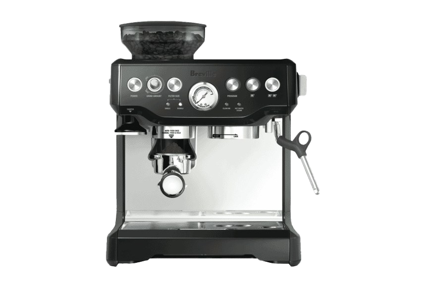 Steel Espresso Machine With Built In Coffee Bean Grinder PNG Product Image For Design