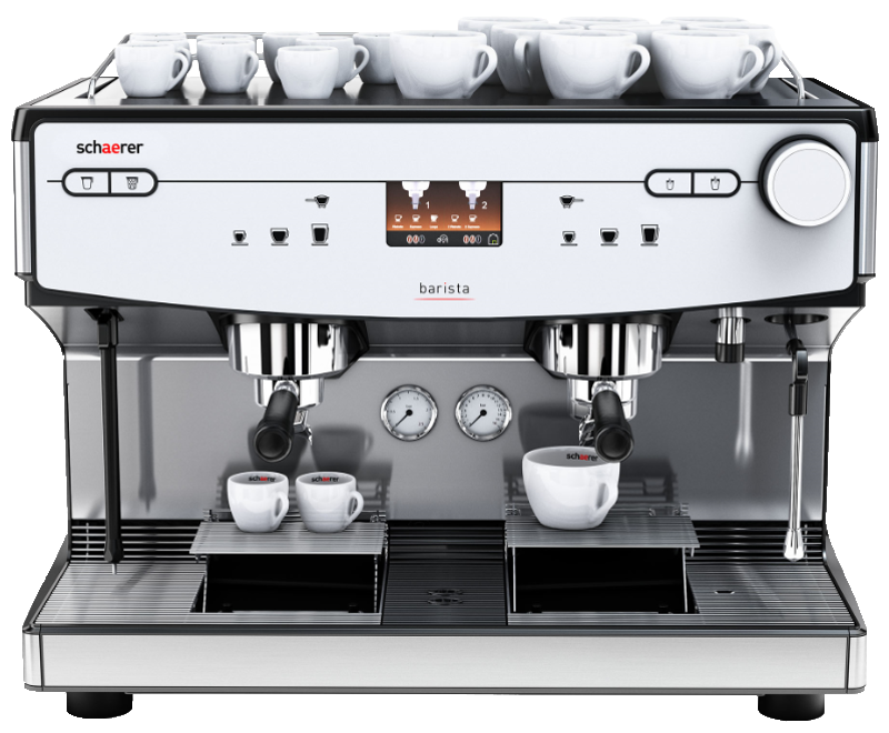 White Professional Espresso Machine With Four Brewing Groups Clean Cutout Transparent PNG Image