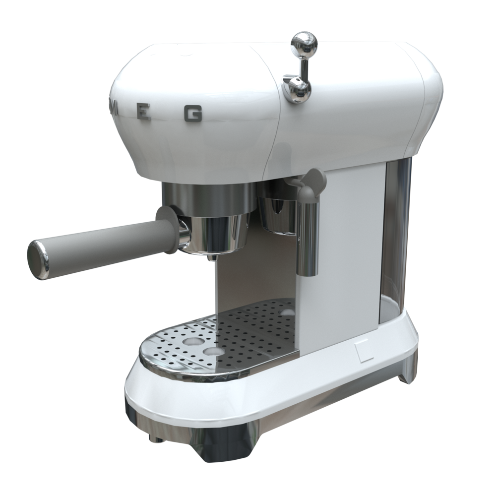 White Retro Espresso Coffee Maker With Portafilter Kitchen Appliance PNG With Clear Background
