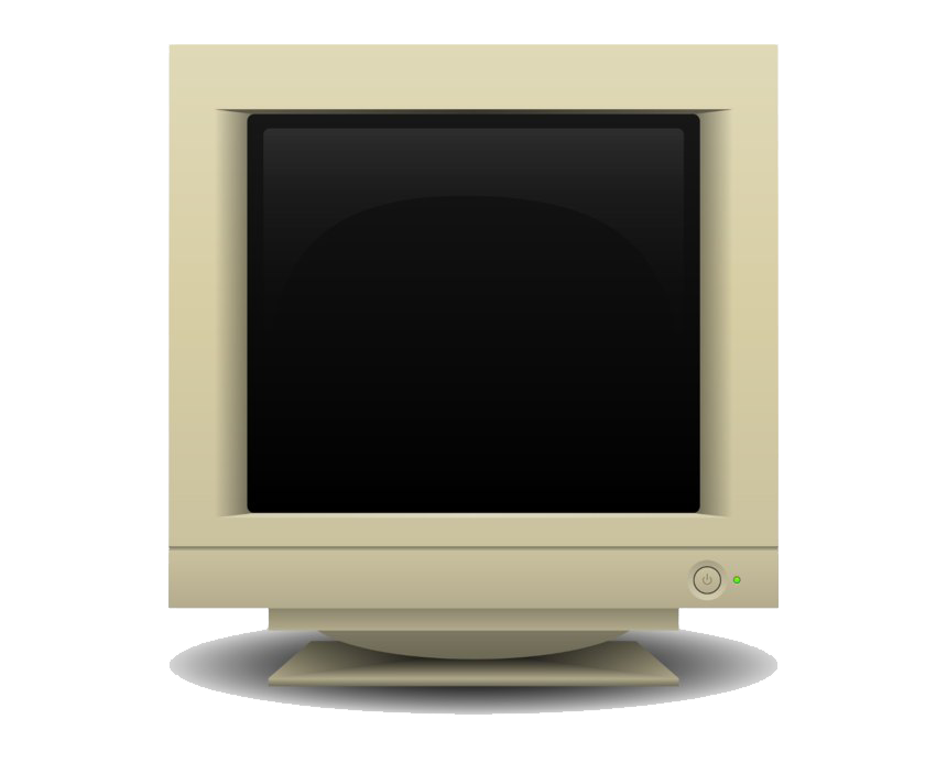 Beige Retro CRT Monitor With Dark Screen PNG Clip Art On Clear Background