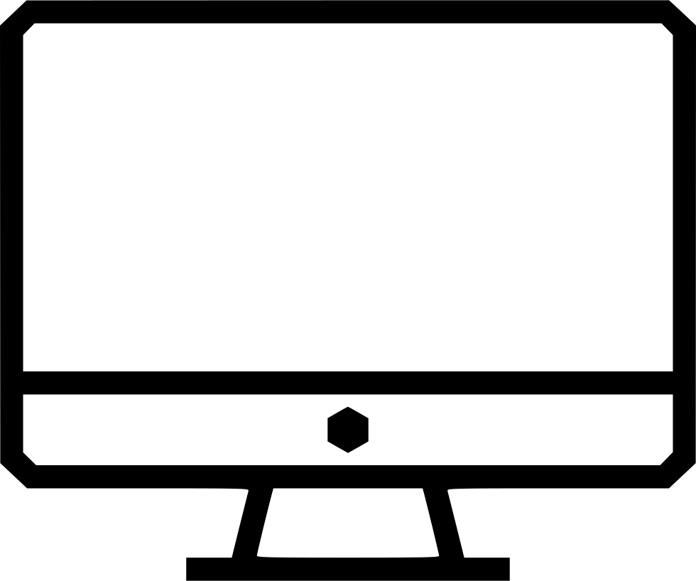 Black Computer Monitor With Stand Minimal Vector Symbol Isolated Transparent PNG Graphic