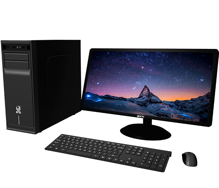 Black Computer Tower With Wide Monitor And Desktop Keyboard Transparent Background PC PNG