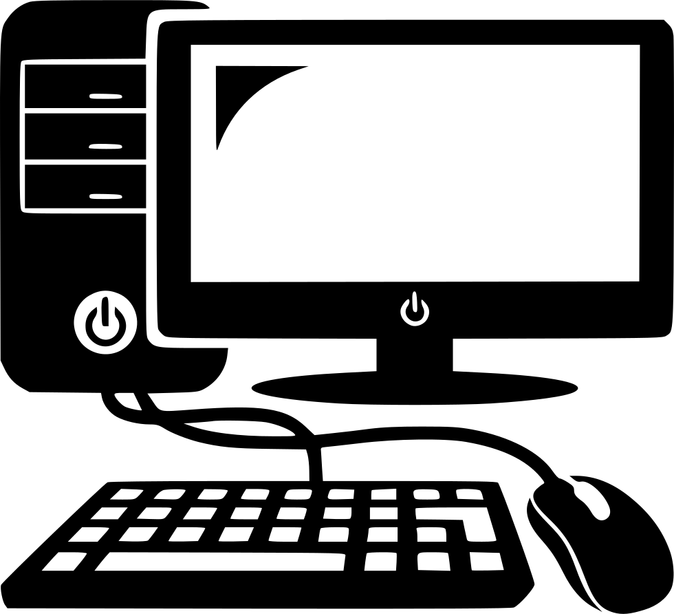 Black Desktop Computer Monitor Keyboard And Mouse Icon PNG Cutout With Clear Background