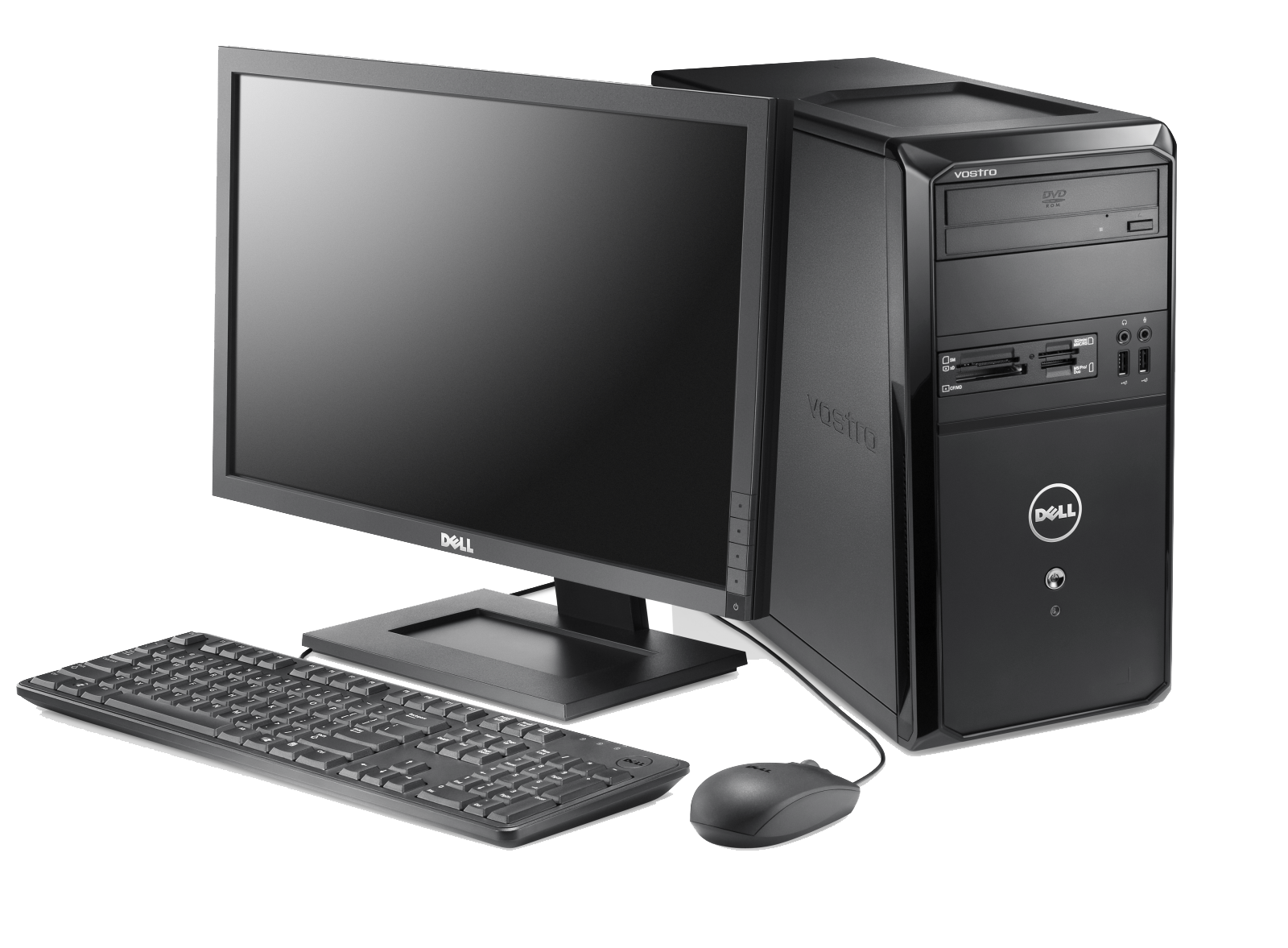 Black Office Desktop Computer Tower Monitor And Keyboard Transparent Background Computer PNG