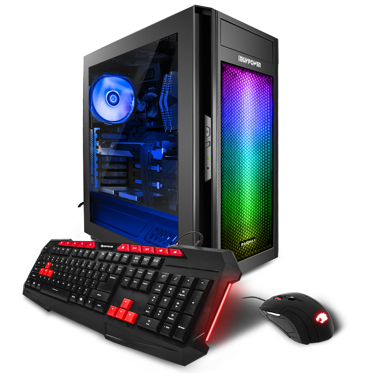 Black RGB Gaming PC Tower With Colorful Lighted Components High Resolution PNG Illustration