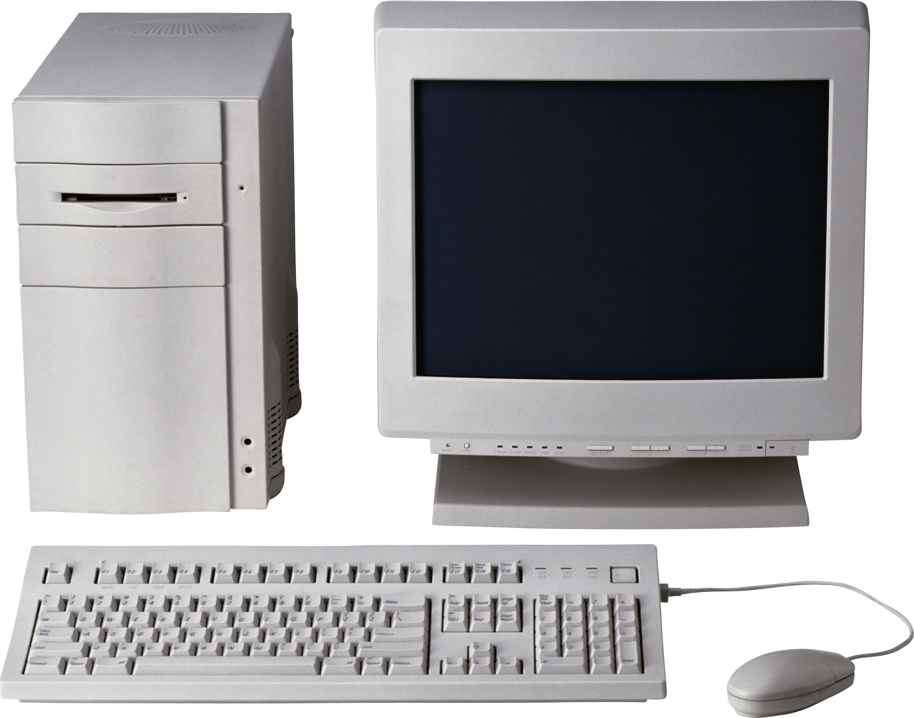 Classic White Desktop PC Set With CRT Monitor And Tower Transparent PNG Clipart