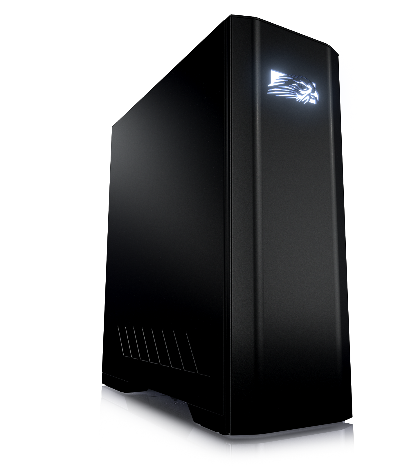 Minimal Black Computer Tower Case Front View Transparent Background PNG Image