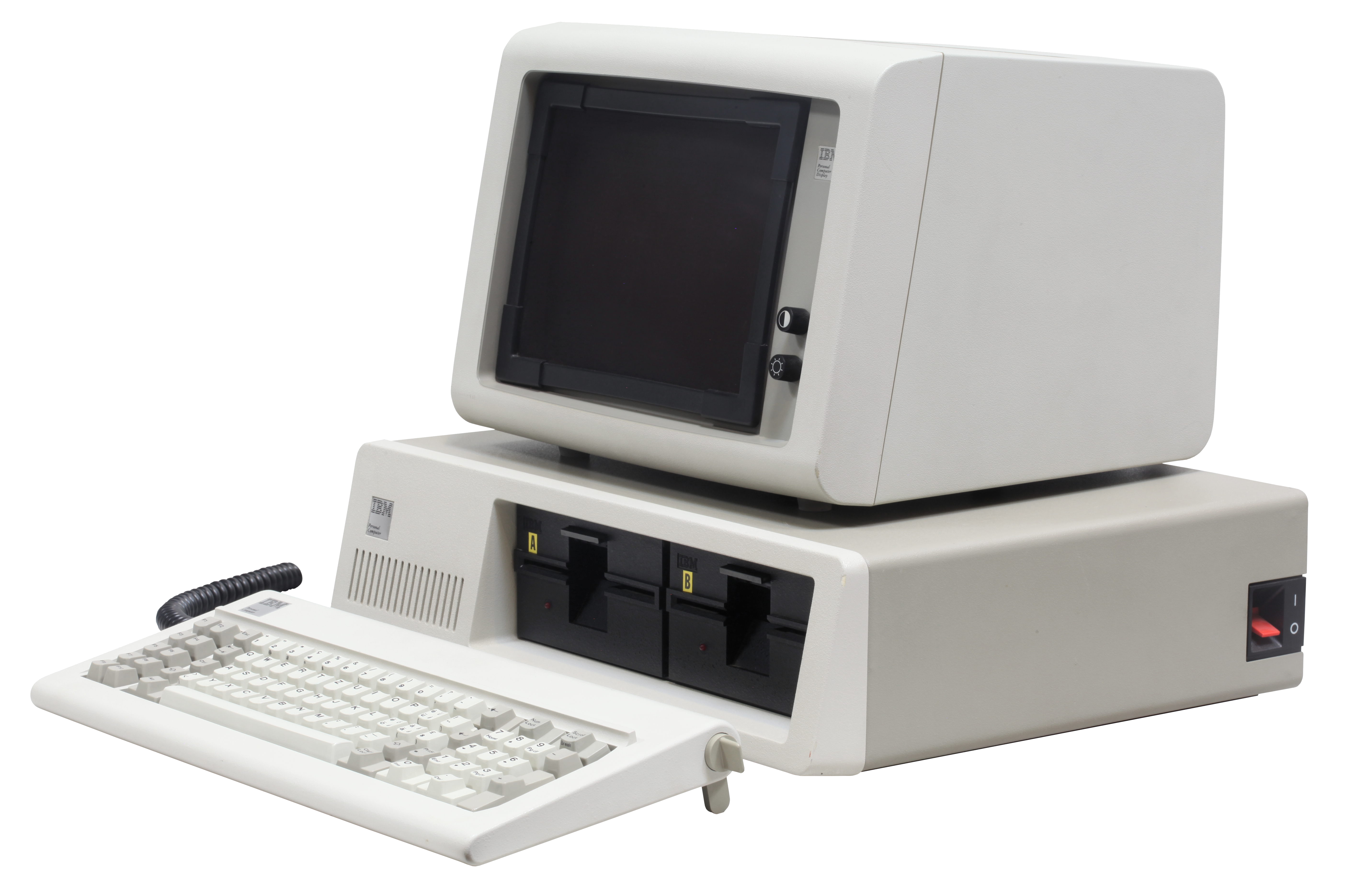 Retro Beige Home Computer With Large CRT Screen And Keyboard Isolated Transparent PNG Graphic