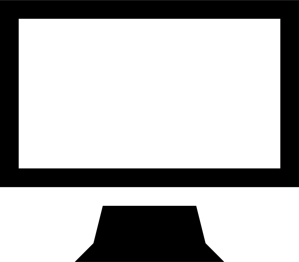 Simple Black Flat Screen Monitor And Stand Icon High Resolution PNG Illustration