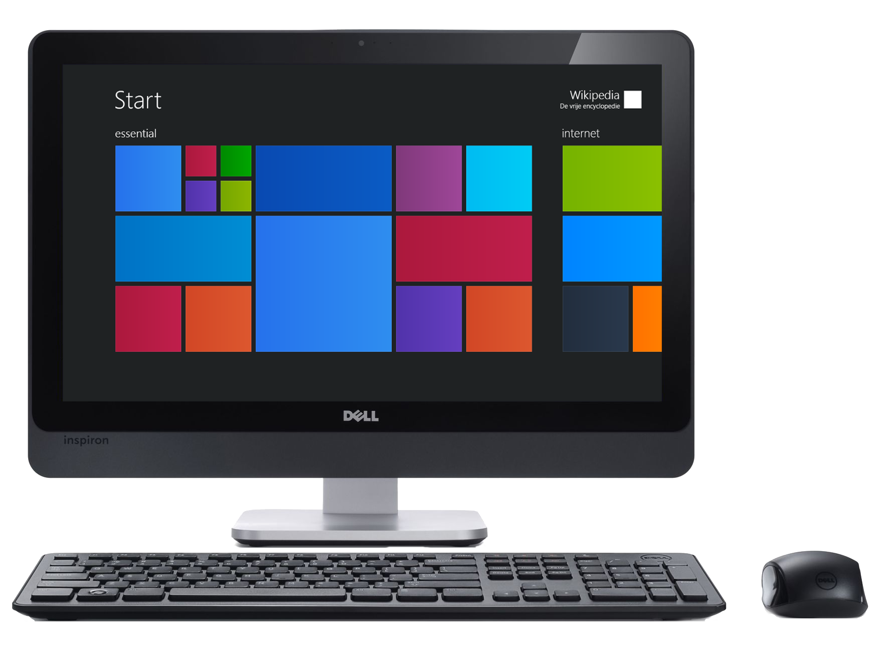 Touchscreen Desktop Monitor With Colorful Tiles And Keyboard High Resolution PNG Illustration