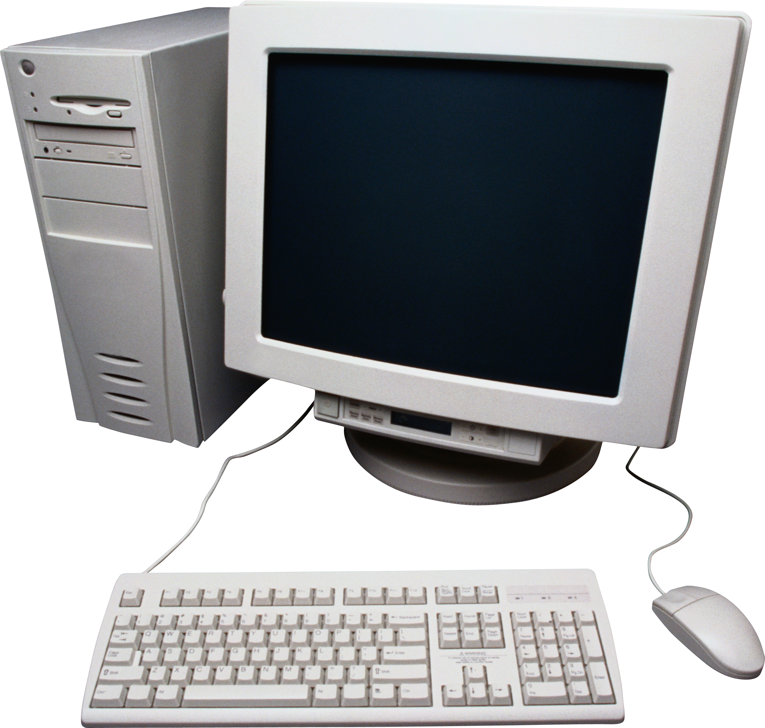 Vintage White CRT Monitor Desktop Computer With Keyboard Transparent Background Technology PNG