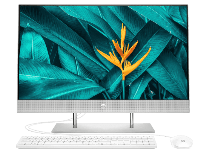 White All In One Computer With Tropical Wallpaper Keyboard Transparent PNG Clipart