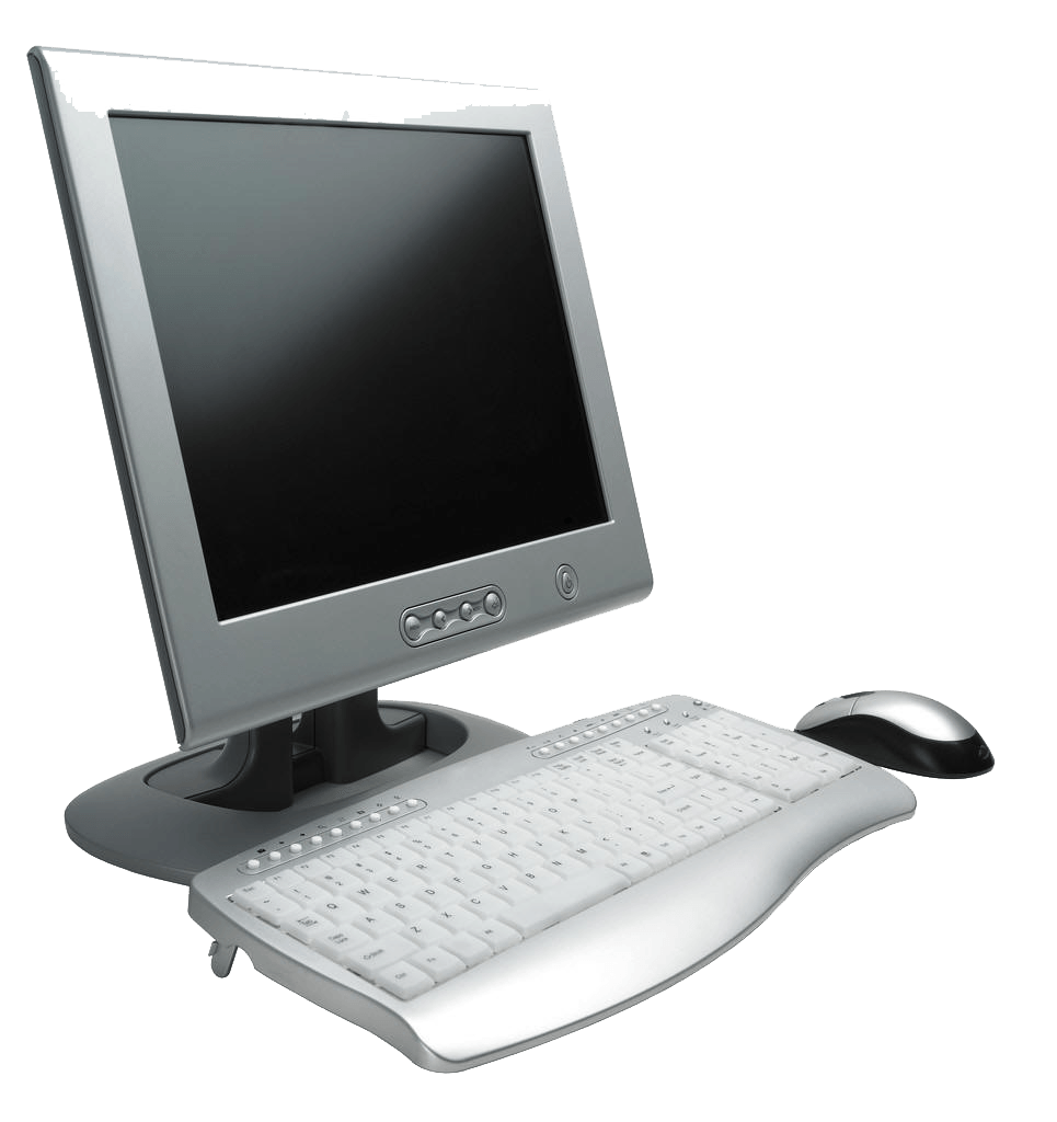 White CRT Monitor Computer With Compact Keyboard And Mouse Transparent Background Computer PNG