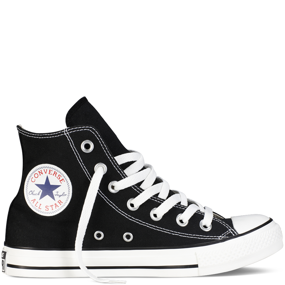 Black Converse All Star High Top Canvas Sneaker Fashion PNG With Clear Background