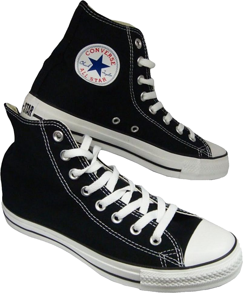 Black Converse Chuck Taylor High Top With White Toe Cap Fashion PNG With Clear Background
