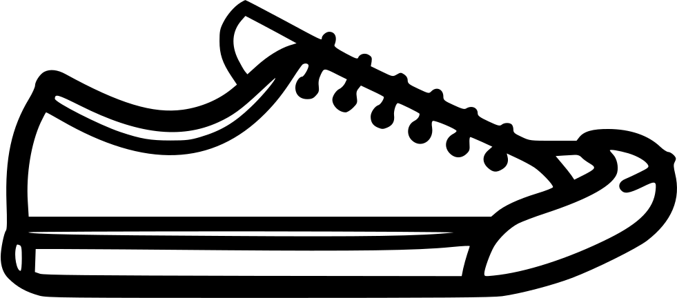 Black Converse Low Top Sneaker Outline Illustration Clean Cutout Transparent PNG Image