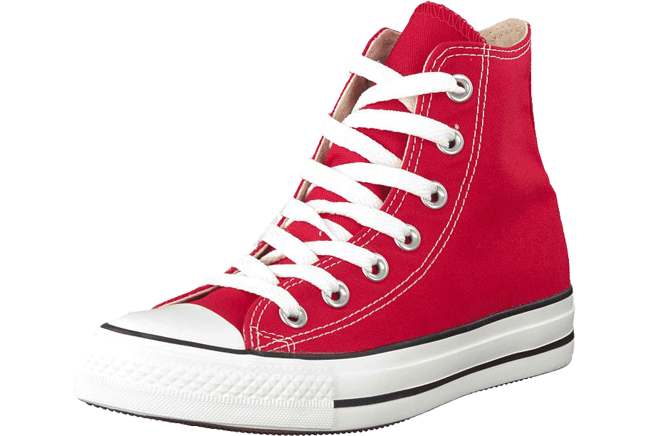 Bright Red Converse Chuck Taylor High Top Sneaker Side View PNG Clip Art On Clear Background