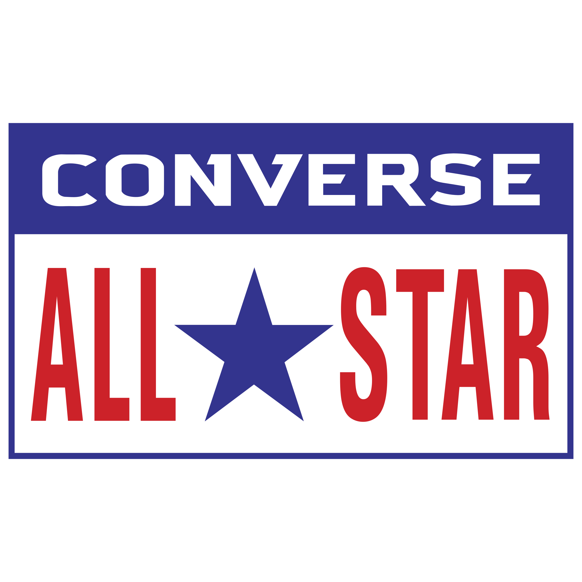 Converse All Star Red Blue Rectangular Logo Clear Background Sneaker Illustration