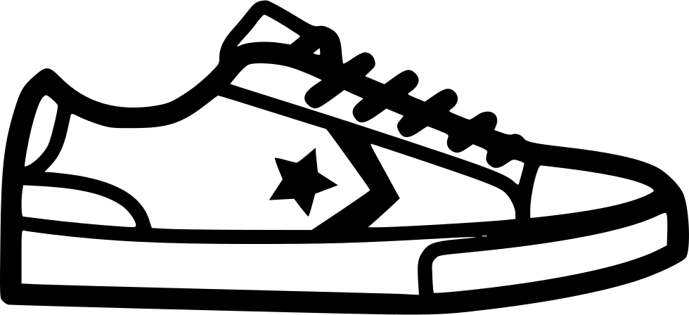 Converse Low Top Canvas Shoe With Star Patch Line Drawing Transparent Background PNG Image