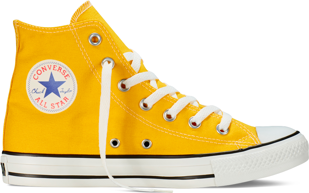 Golden Yellow Converse All Star High Top Canvas Shoe Isolated Converse PNG Artwork