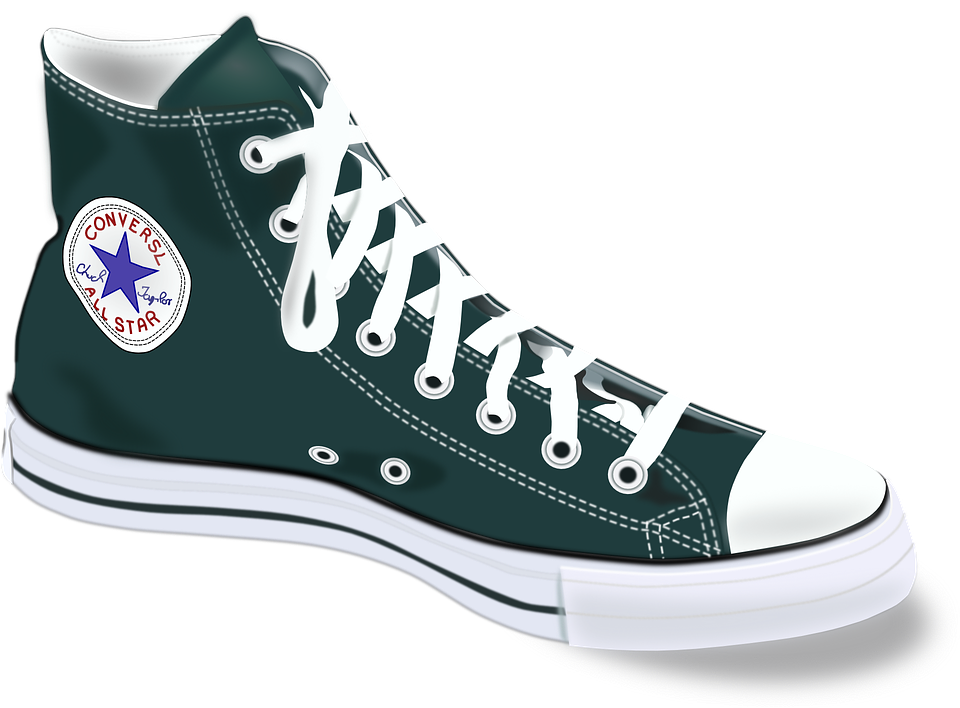 Green Converse Chuck Taylor High Top Canvas Shoe Isolated Transparent PNG Graphic