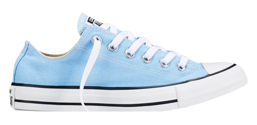 Light Blue Converse Chuck Taylor Low Top Side View Transparent Background PNG Image