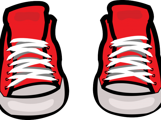 Pair Of Red Converse High Top Sneakers Cartoon Illustration High Resolution PNG Illustration