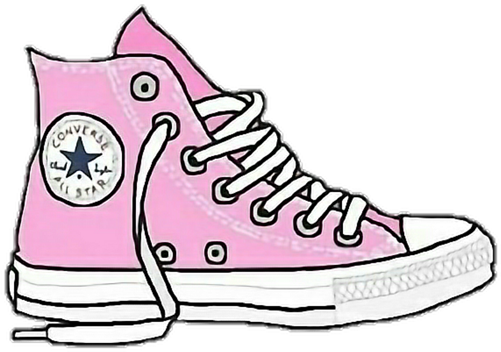 Pink Converse High Top Canvas Shoe Fashion Drawing Clean Cutout Transparent PNG Image