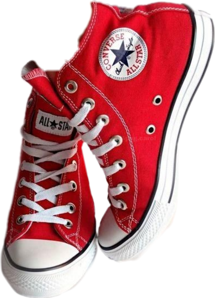 Red Converse Chuck Taylor High Top Sneakers Crossed Pair Transparent Background Shoe PNG