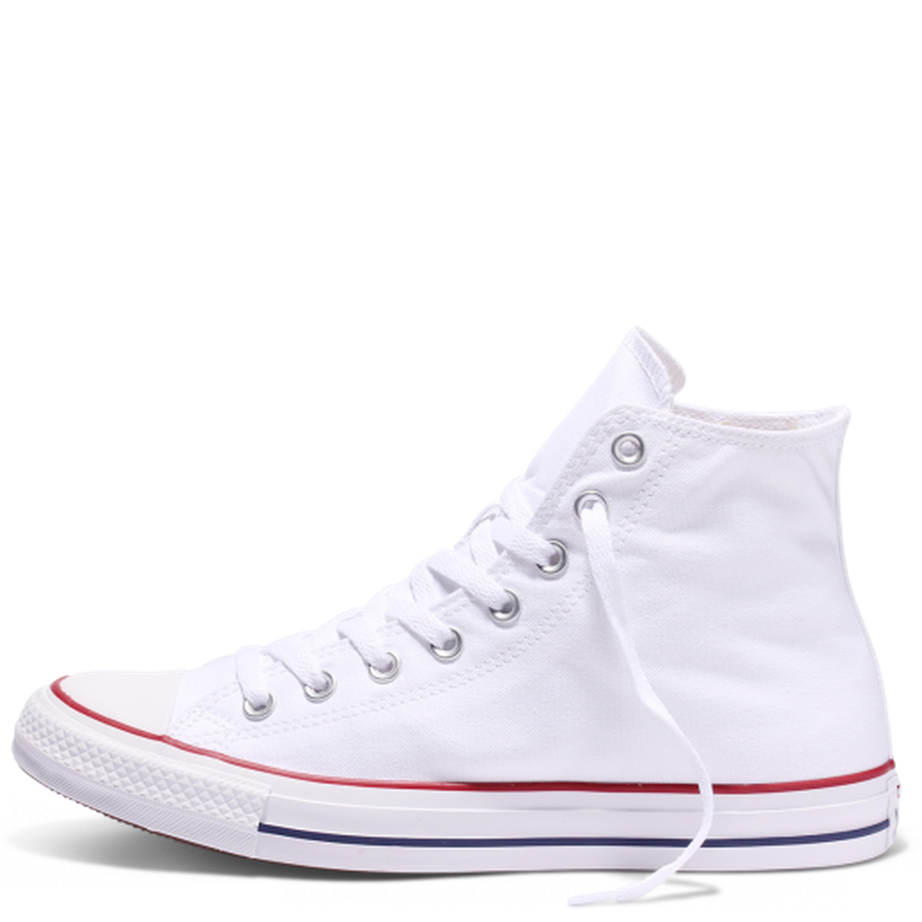 White Converse All Star High Top Sneaker Side View Transparent Background PNG Image
