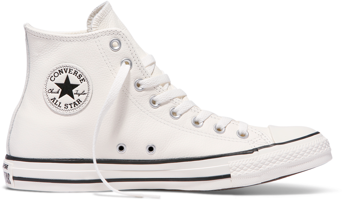 White Converse Chuck Taylor High Top Canvas Sneaker Printable PNG Graphic With Transparent Background