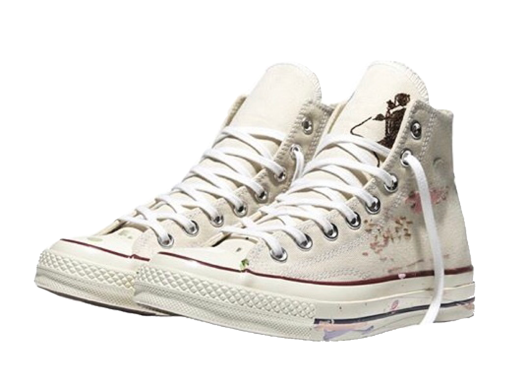 White Converse Chuck Taylor High Top Shoes Pair Isolated Transparent PNG Graphic