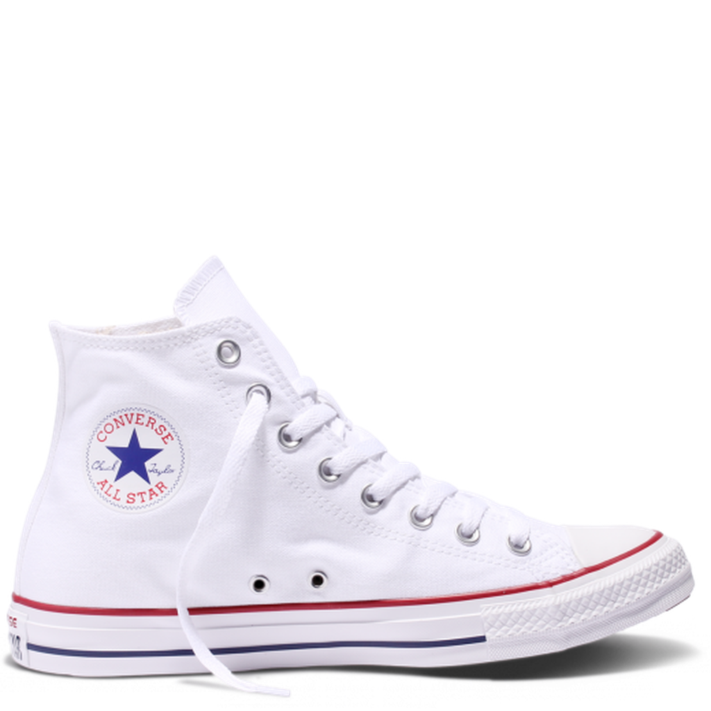 White Converse Chuck Taylor High Top With Blue Details Transparent PNG Clipart