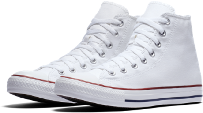 White Converse High Top Canvas Shoe Close Up Transparent Background Shoe PNG