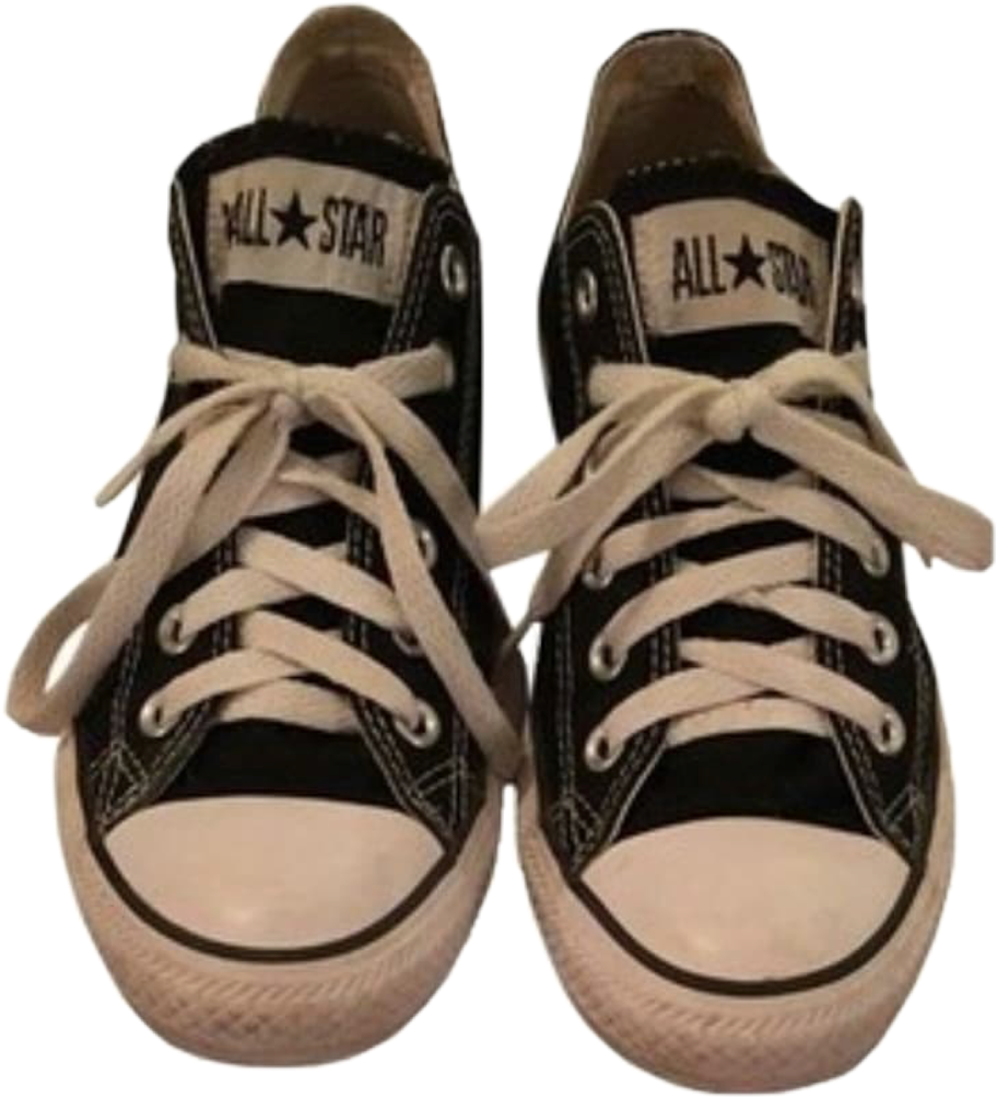 Worn Brown And Black Converse High Top Sneakers Pair Top View Transparent Background PNG Image