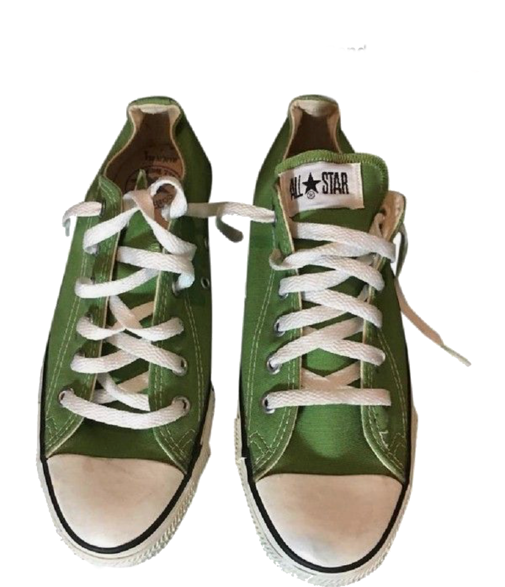 Worn Green Camouflage Converse Sneakers Pair Top View PNG Cutout With Clear Background