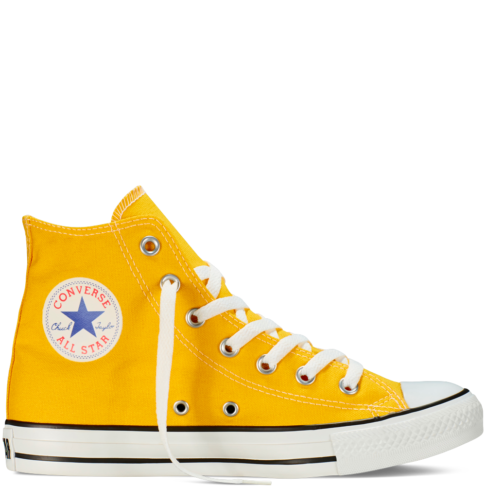 Yellow Converse Chuck Taylor High Top Shoe Drawing Printable PNG Graphic With Transparent Background