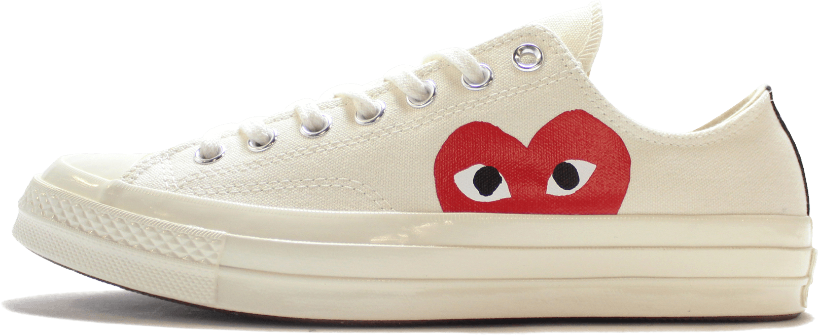 Cream Converse Low Top Canvas Shoe With Red Heart Patch Transparent Background Sneaker PNG