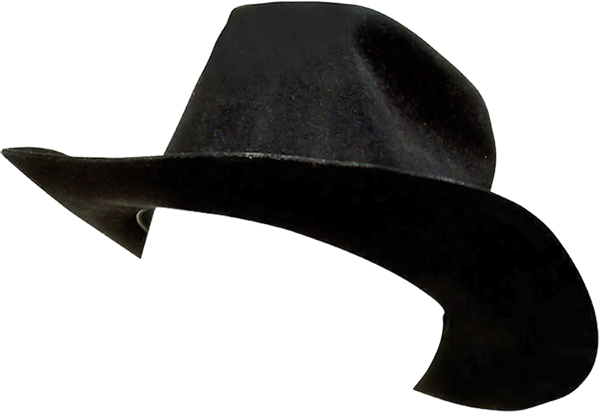 Black Cowboy Hat Side Profile Silhouette Isolated On Transparent Background