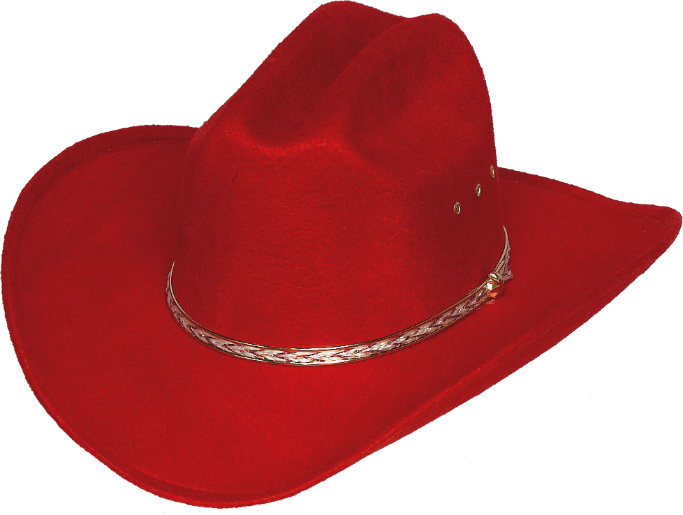Bright Red Cowboy Hat With Silver Studded Band Transparent Background Western PNG