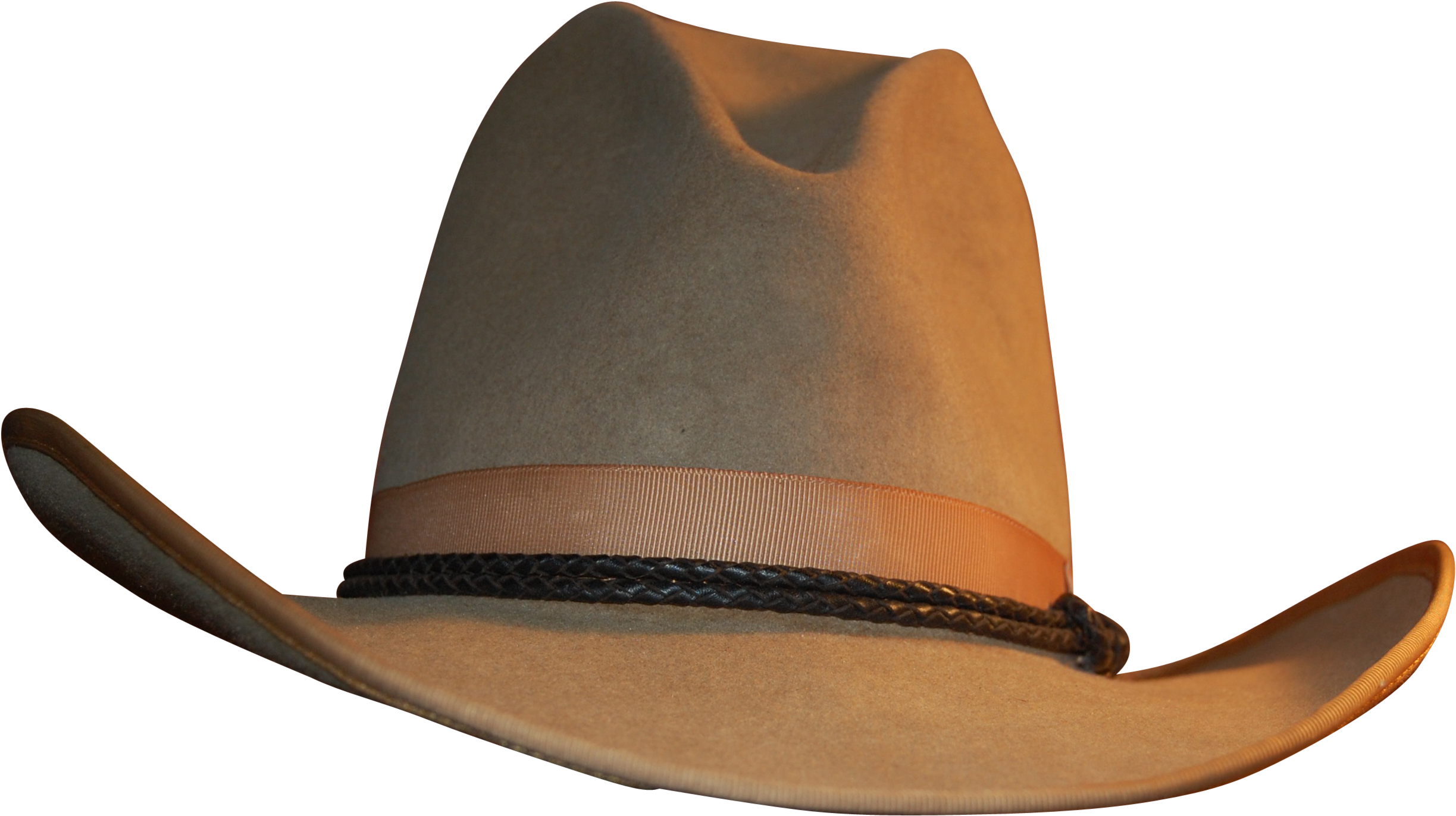 Brown Leather Western Cowboy Hat With Dark Hatband Transparent Background PNG Image