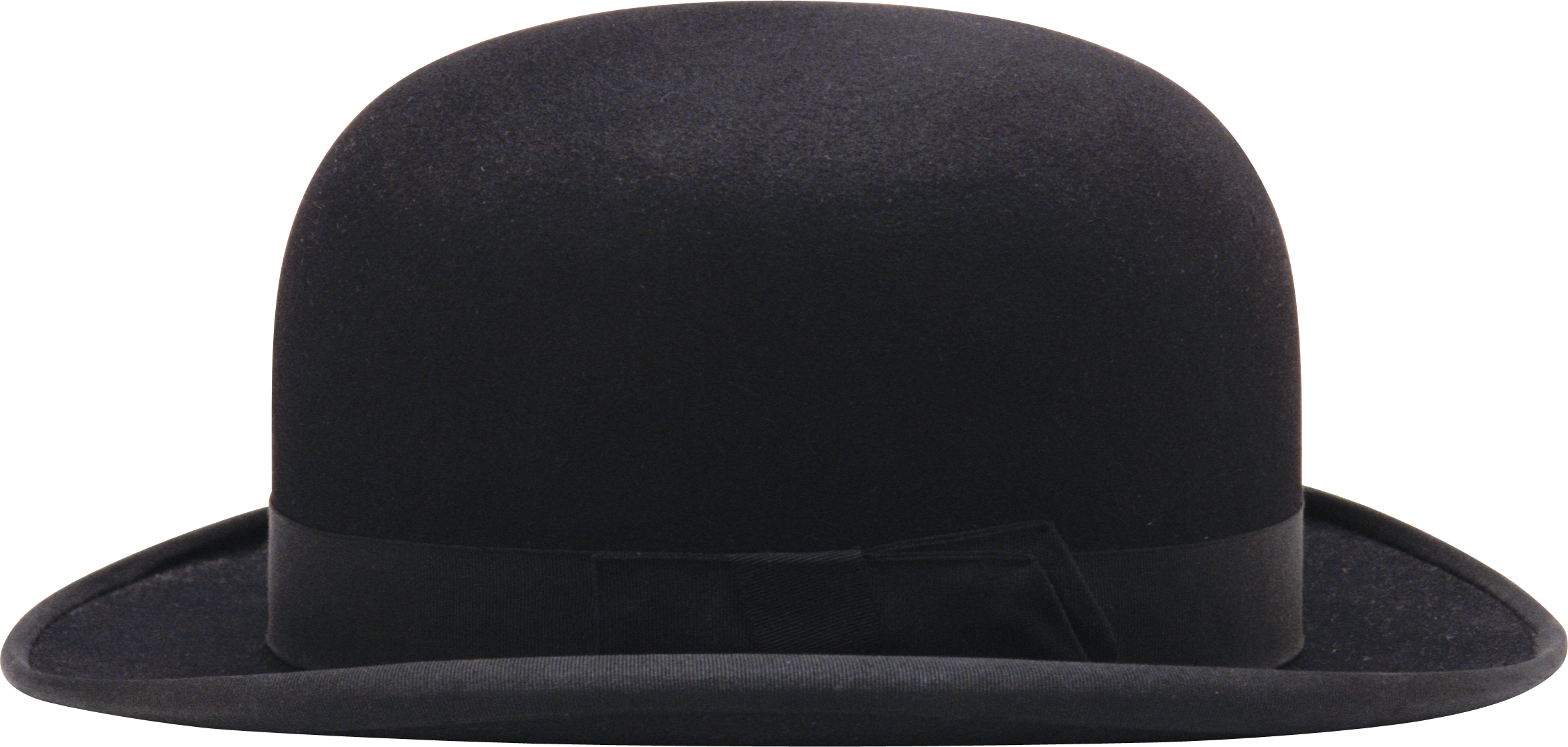 Classic Black Bowler Hat With Rounded Crown Isolated Cowboy Hat PNG Artwork