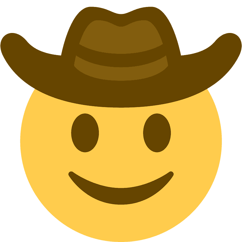 Cowboy Face Emoji With Brown Western Hat PNG Cutout With Clear Background