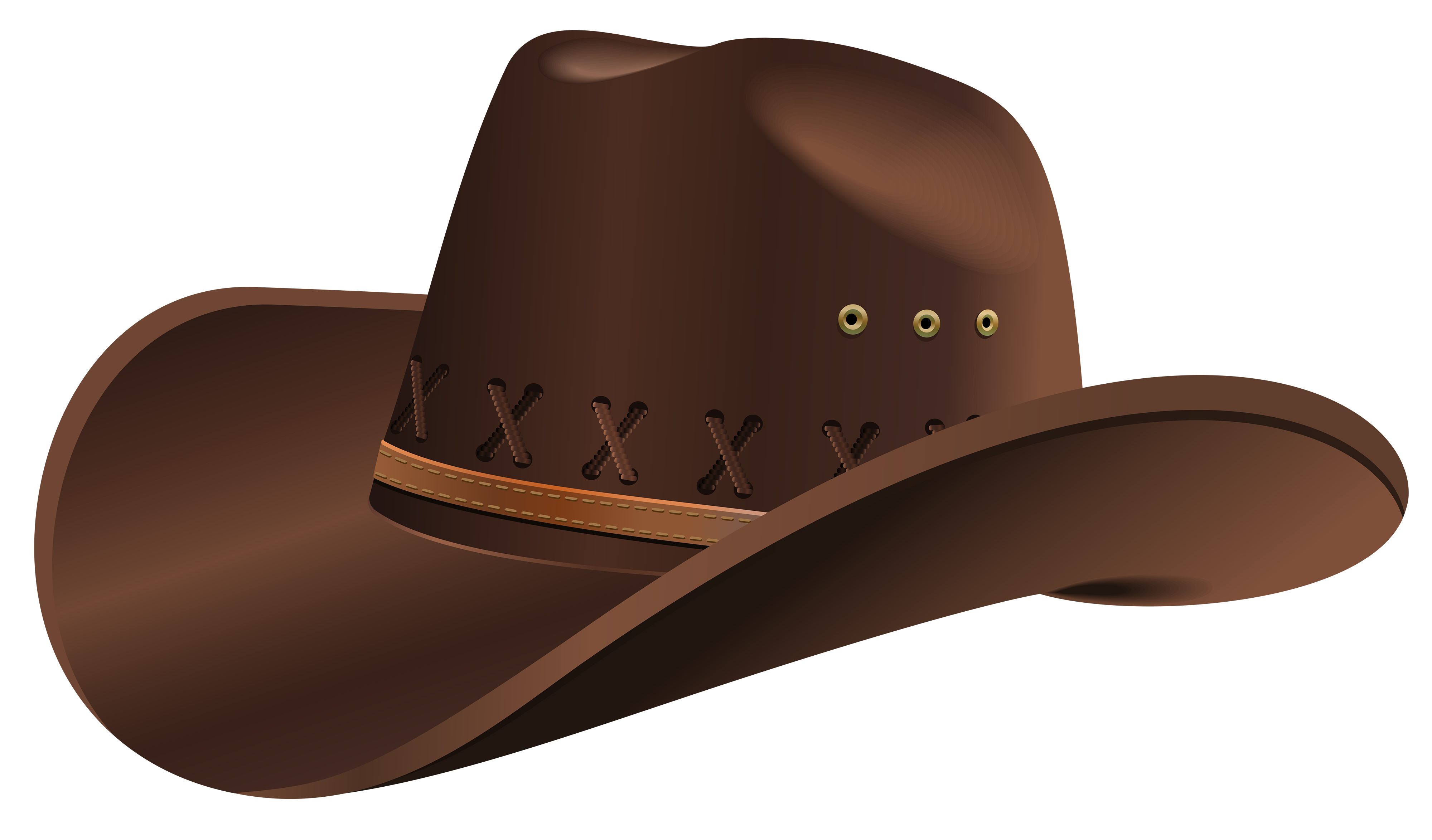 Dark Brown Cowboy Hat With Stitched Leather Band Clear Background Cowboy Hat Illustration