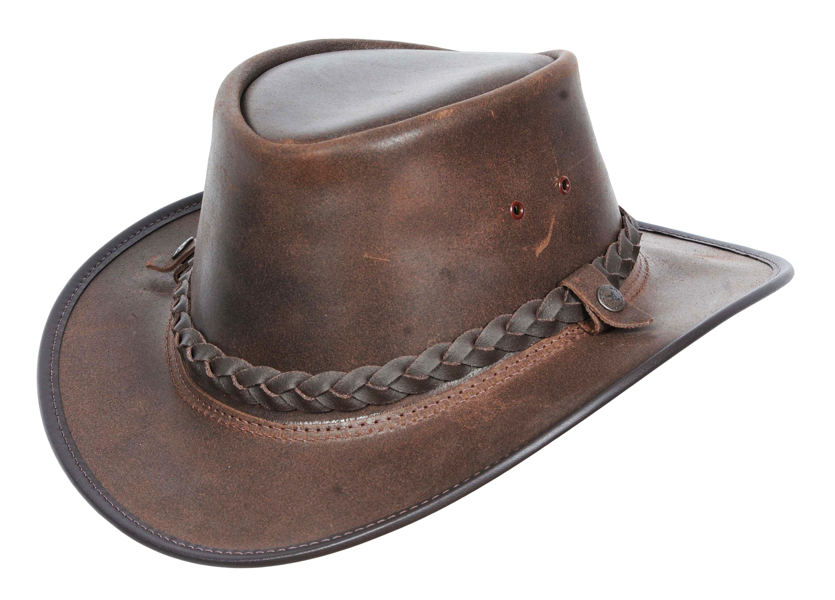 Dark Brown Leather Cowboy Hat With Embossed Band Clear Background Cowboy Hat Illustration