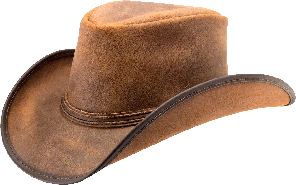 Distressed Tan Brown Western Hat With Curved Brim Transparent PNG Clipart