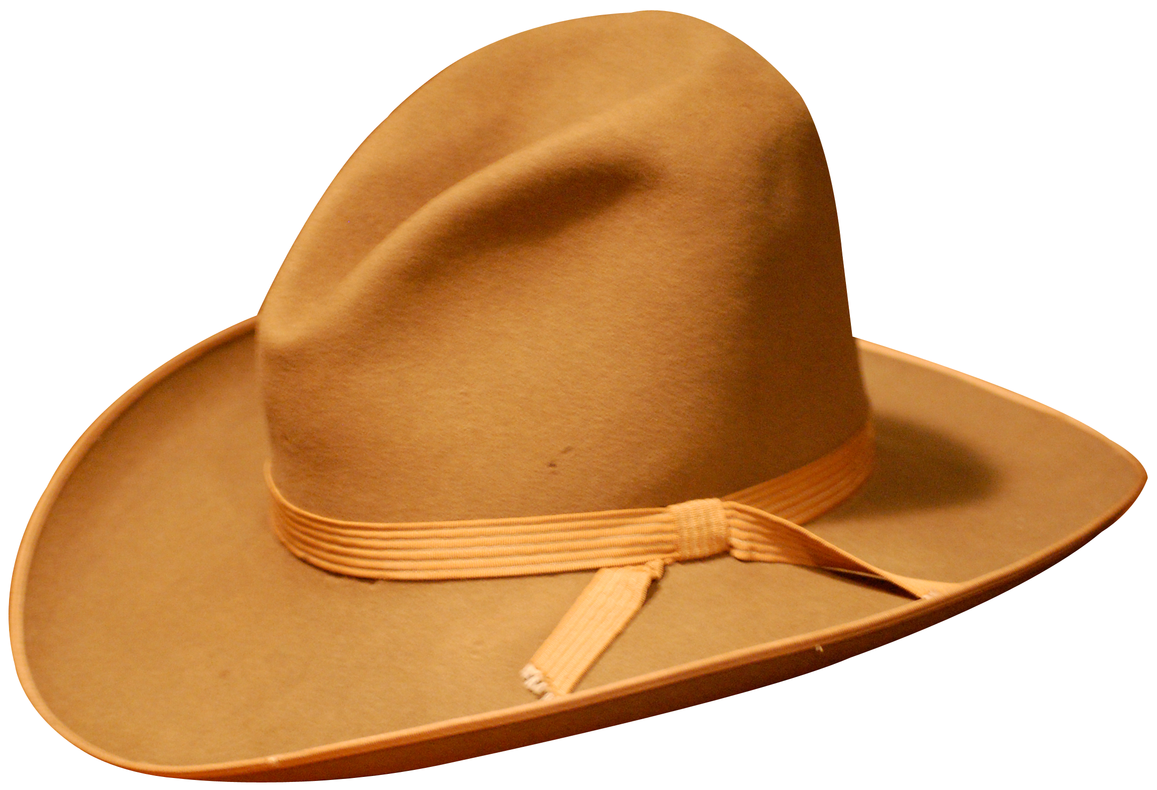 Golden Tan Cowboy Hat With Pinched Crown And Wide Brim High Resolution PNG Illustration