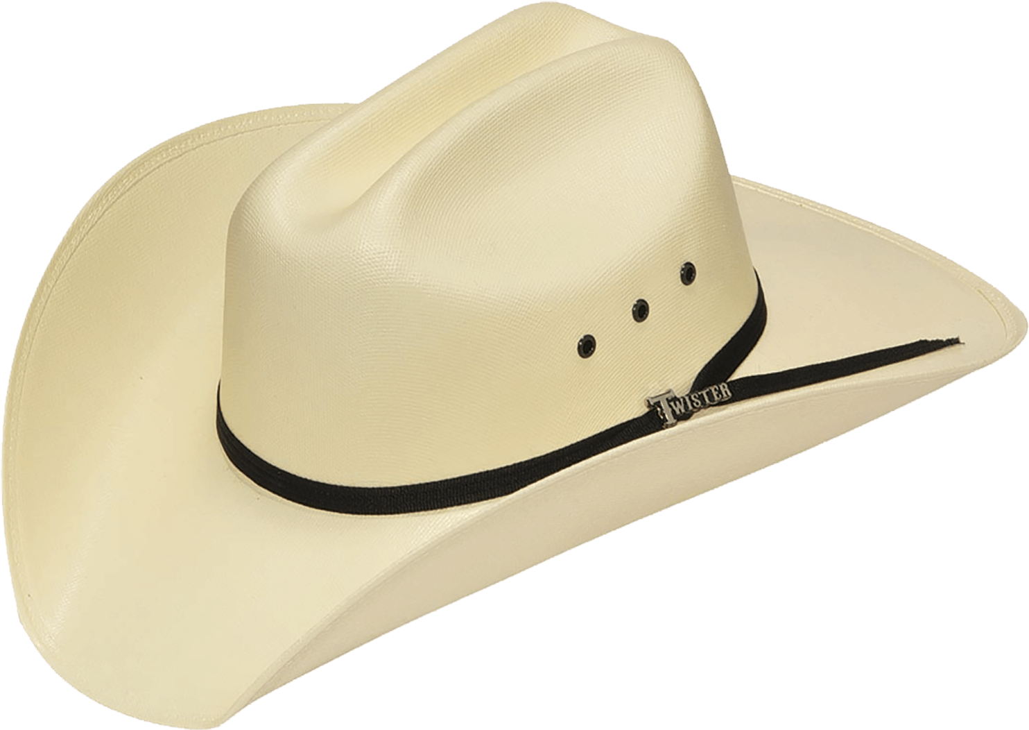 Ivory White Cowboy Hat With Tan Hatband Isolated Transparent PNG Graphic