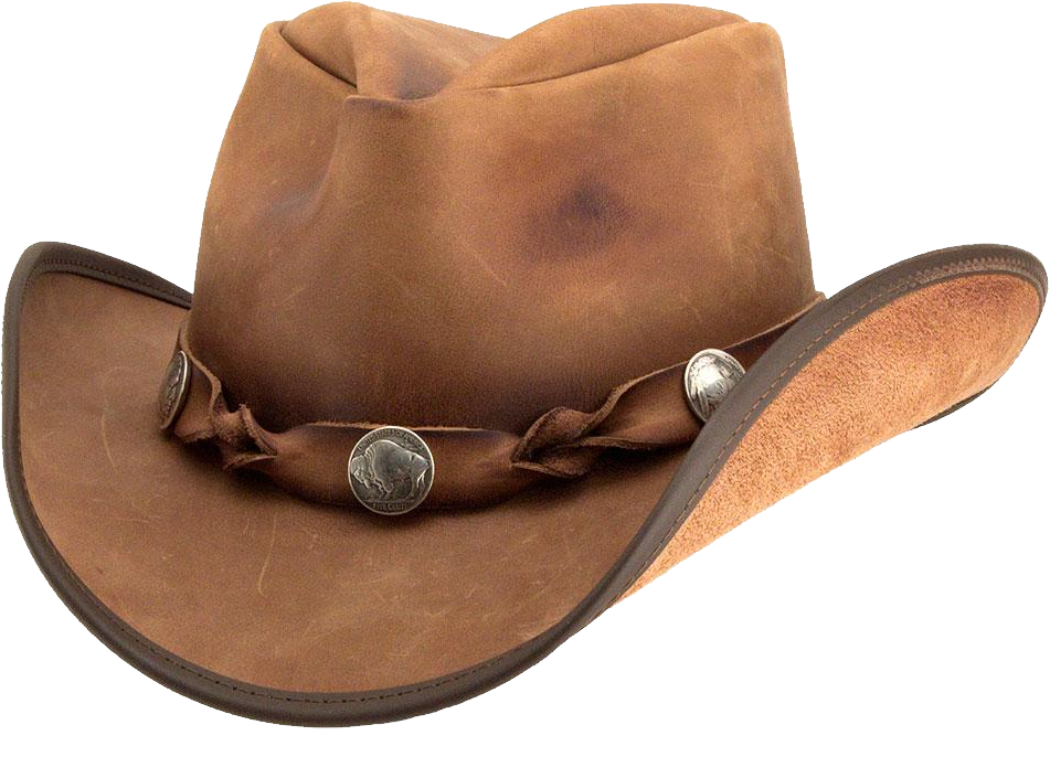 Light Brown Cowboy Hat With Leather Band And Silver Buckle Transparent PNG Clipart